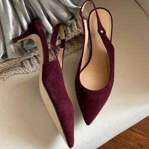 Kate spade ♠️ burgundy velvet suede kitten heels size 7.5